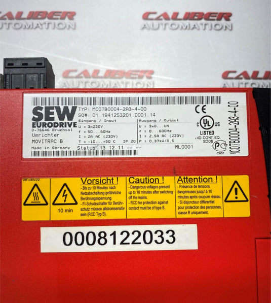 SEW EURODRIVE MC07B0004-2A3-4-00 Frequency Inverter - Caliber Automation Online Store
