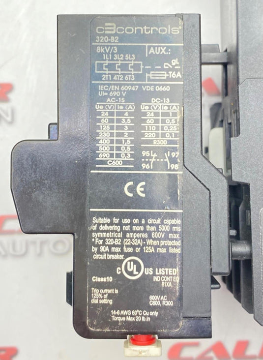 C3 CONTROLS 300-S09N30 Contactor  W/320-B2 Thermal Overload Relay (USED) - Caliber Automation Online Store