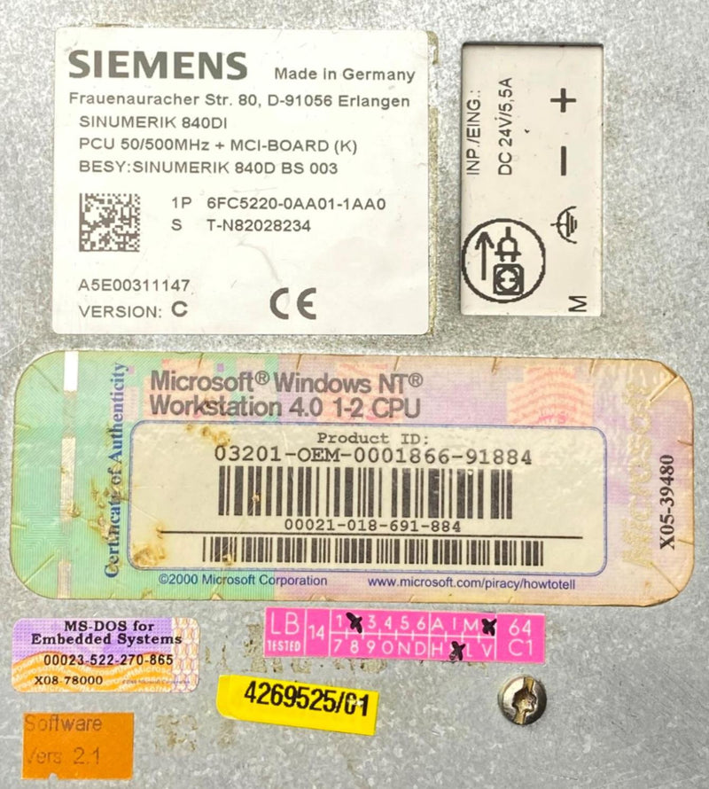 Load image into Gallery viewer, SIEMENS 6FC5220-0AA01-1AA0 SINUMERIK  PCU 50 A5E00066190 (USED) - Caliber Automation Online Store
