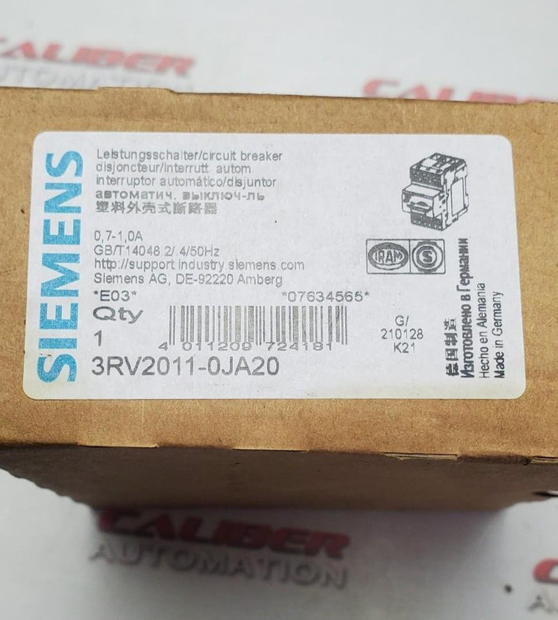Load image into Gallery viewer, SIEMENS 3RV2011-0JA20 Circuit Breaker - Caliber Automation Online Store
